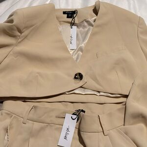 Nasty Gal Beige Blazer Set
